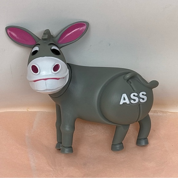 unbranded Other - Gray Donkey Action Figure Toy with Pink Accents